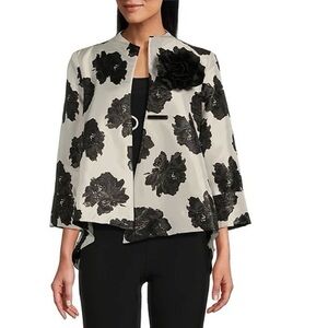 IC COLLECTION Black and White Floral Jacket